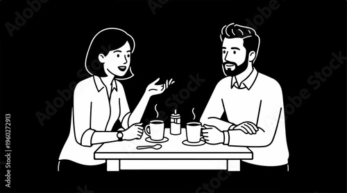 Couple Sitting at Table.