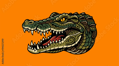 Crocodile Head with Open Mouth.