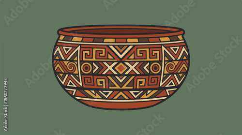 Decorative Clay Pottery Vessel.