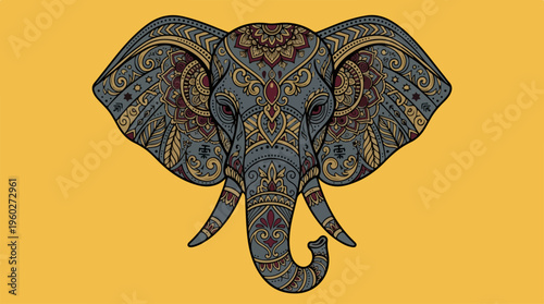Decorative Elephant Head Illustration.