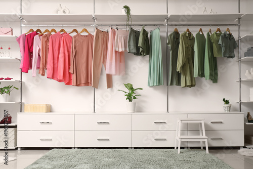 Wardrobe with shelves, clot...
