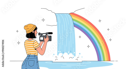 Filmmaker Captures Enchanting Waterfall and Vibrant Rainbow Scene