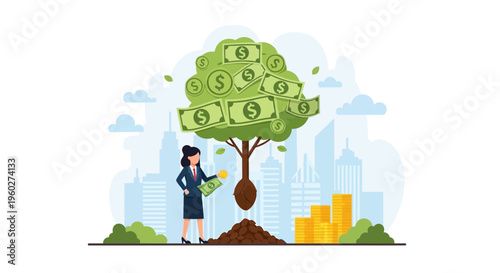 Financial Growth Blossom Illustrating Investment Success