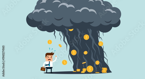 Financial Storm Approaching Businessman Faces Economic Crisis