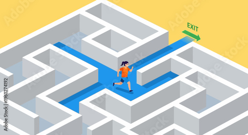 Finding The Way Out Through A Complex Labyrinth With Directional Guidance