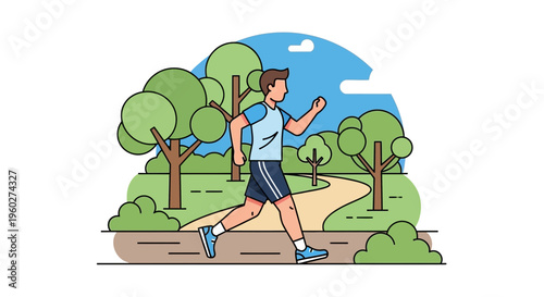 Fit Person Jogging Through Scenic Park Trail Healthy Lifestyle