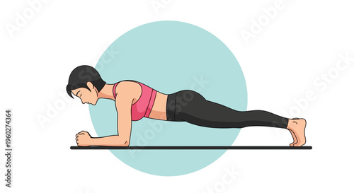 Fit Woman Performing Plank Exercise Core Strength Training