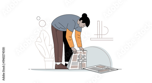 Focused Individual Organizing Documents And Information With Concentration