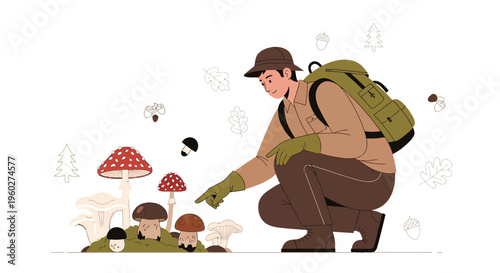Foraging For Fungi In A Forest Adventure Setting With A Nature Enthusiast