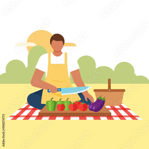 Fresh Produce Preparation For A Delightful Outdoor Meal