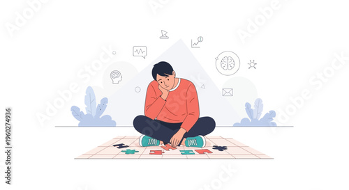 Frustrated Person Pondering Life's Complex Puzzles And Thoughts