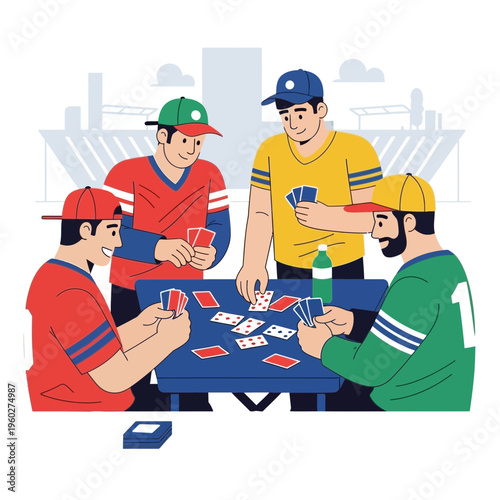 Friends Playing Cards Engaging Strategy Game Together Outdoors