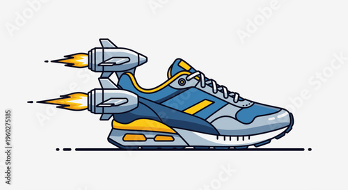 Futuristic Speed Shoe With Rocket Boosters Propulsion Icon