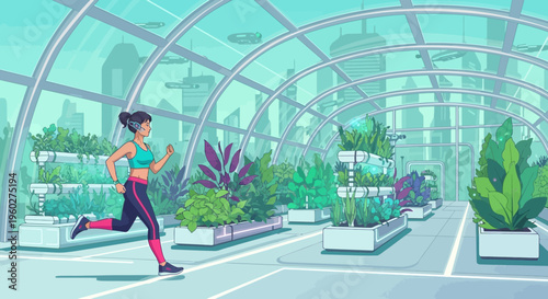 Futuristic Urban Greenhouse Health And Fitness Pursuit