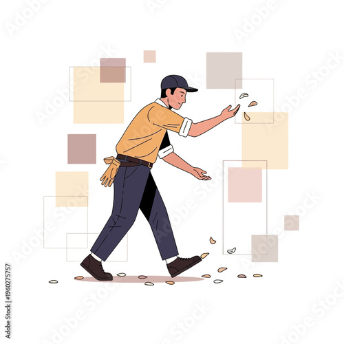 Gardener Tending To Outdoor Plants With Care And Precision