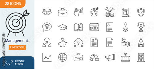 Design process line icon set featuring creativity, research, wireframing, and prototyping