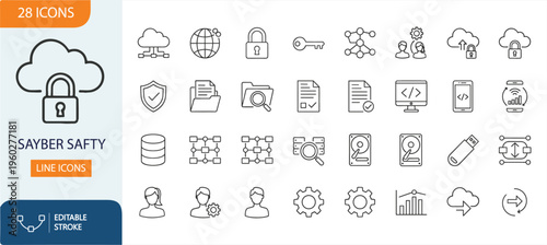 Design process line icon set featuring creativity, research, wireframing, and prototyping