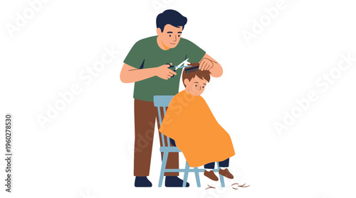 Celebrating Father's Day A Father Cuts His Son's Hair, Creating a Cherished Memory