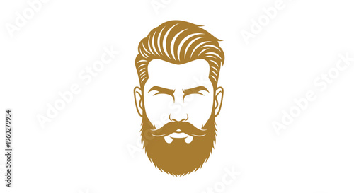 Stylized man head with beard and mustache icon
