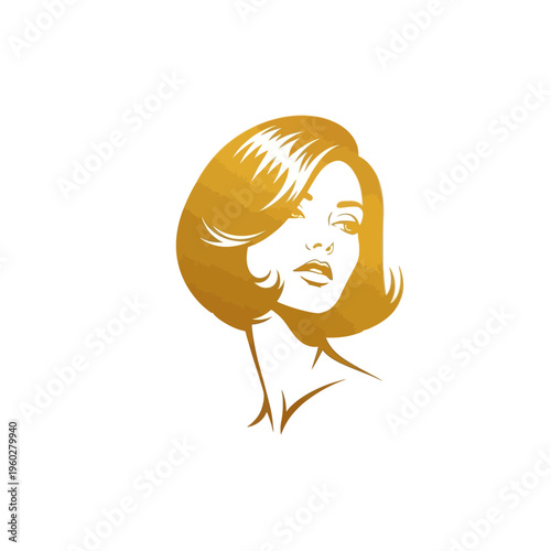 Stylized golden woman with bob haircut looking confident