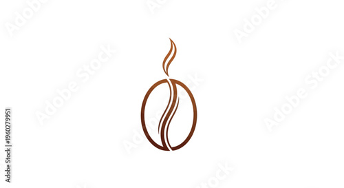 Stylized coffee bean logo with rising steam on white background
