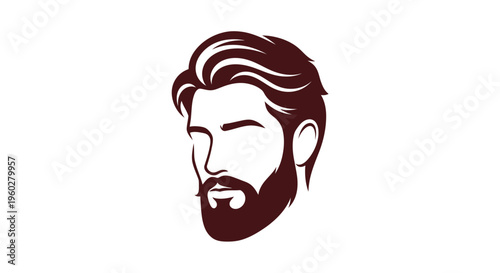 Stylized bearded man head profile illustration on white background