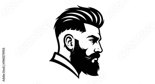 Stylized bearded man profile with modern haircut illustration