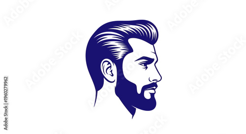 Stylish man head profile with beard and modern haircut
