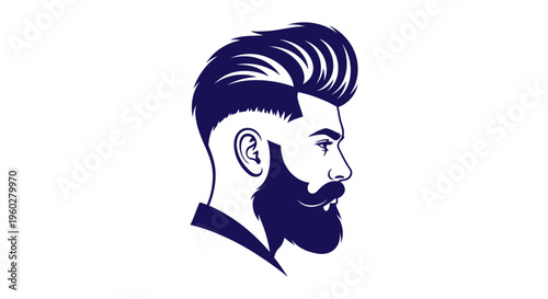 Stylish man profile with beard and modern haircut