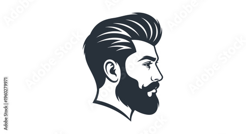 Stylish bearded man profile with modern hairstyle illustration