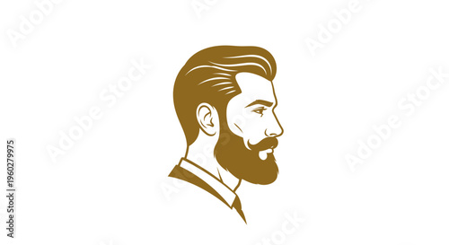 Stylish bearded man head profile illustration in vintage style