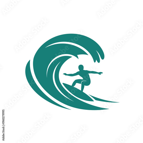 Silhouette of a surfer riding a big ocean wave