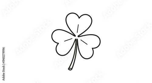 Simple black outline shamrock on white background