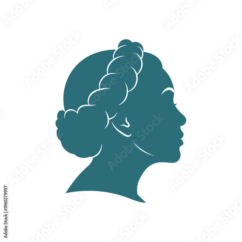 Silhouette profile of woman with elegant braided crown hairstyle