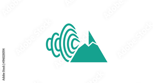 Minimalist mountain and sound waves logo design illustration