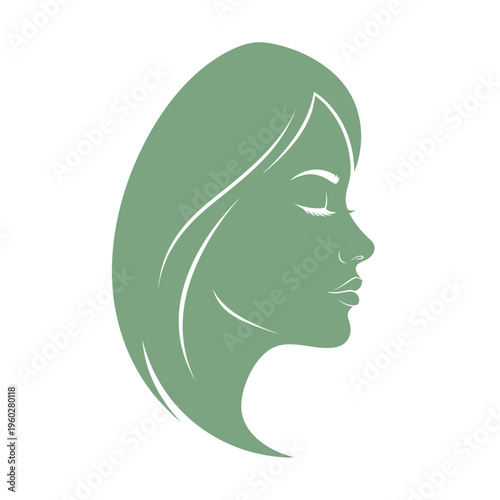 Minimalist woman face profile silhouette with closed eyes
