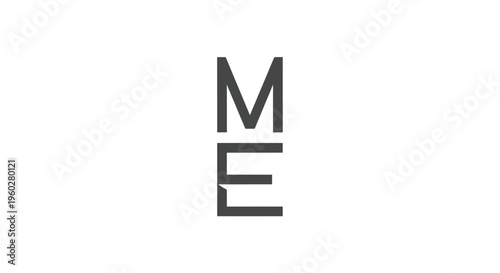 Minimalist stacked M and E letters logo design on white
