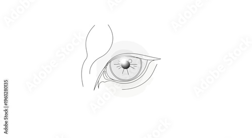 Minimalist line art illustration of a cat's eye