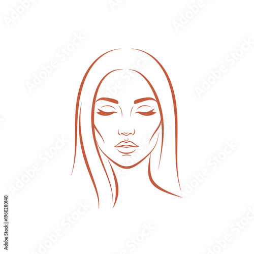 Minimalist line art illustration of a woman with closed eyes
