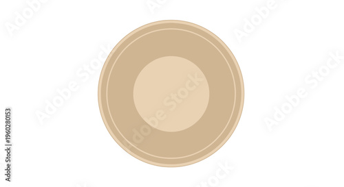 Minimalist flat vector illustration of a beige circular bowl