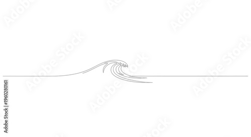 Minimalist continuous line art drawing of ocean wave