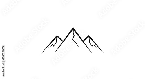 Minimalist black mountain range outline icon design.