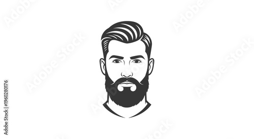 Man's head with beard and pompadour hairstyle