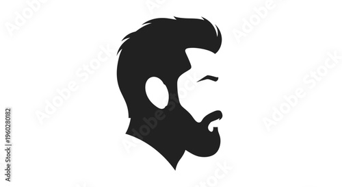 Minimalist bearded man head silhouette profile icon