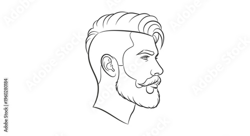 Man profile with hipster beard and modern haircut