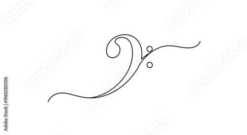 Elegant black line art swirl on white background