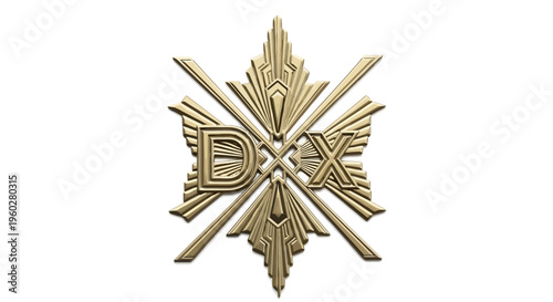 Elegant golden DXX Art Deco style emblem luxury design
