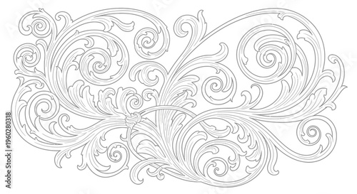 Elegant classic floral scrollwork pattern, decorative vintage design