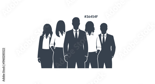 Diverse business team group silhouettes standing on white background