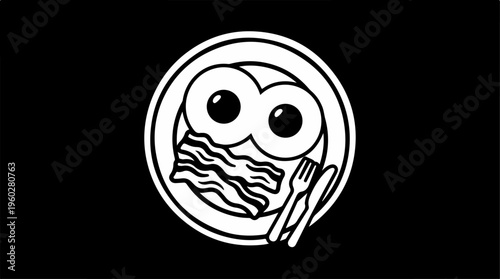 Funny Cartoon Fried Egg Character.